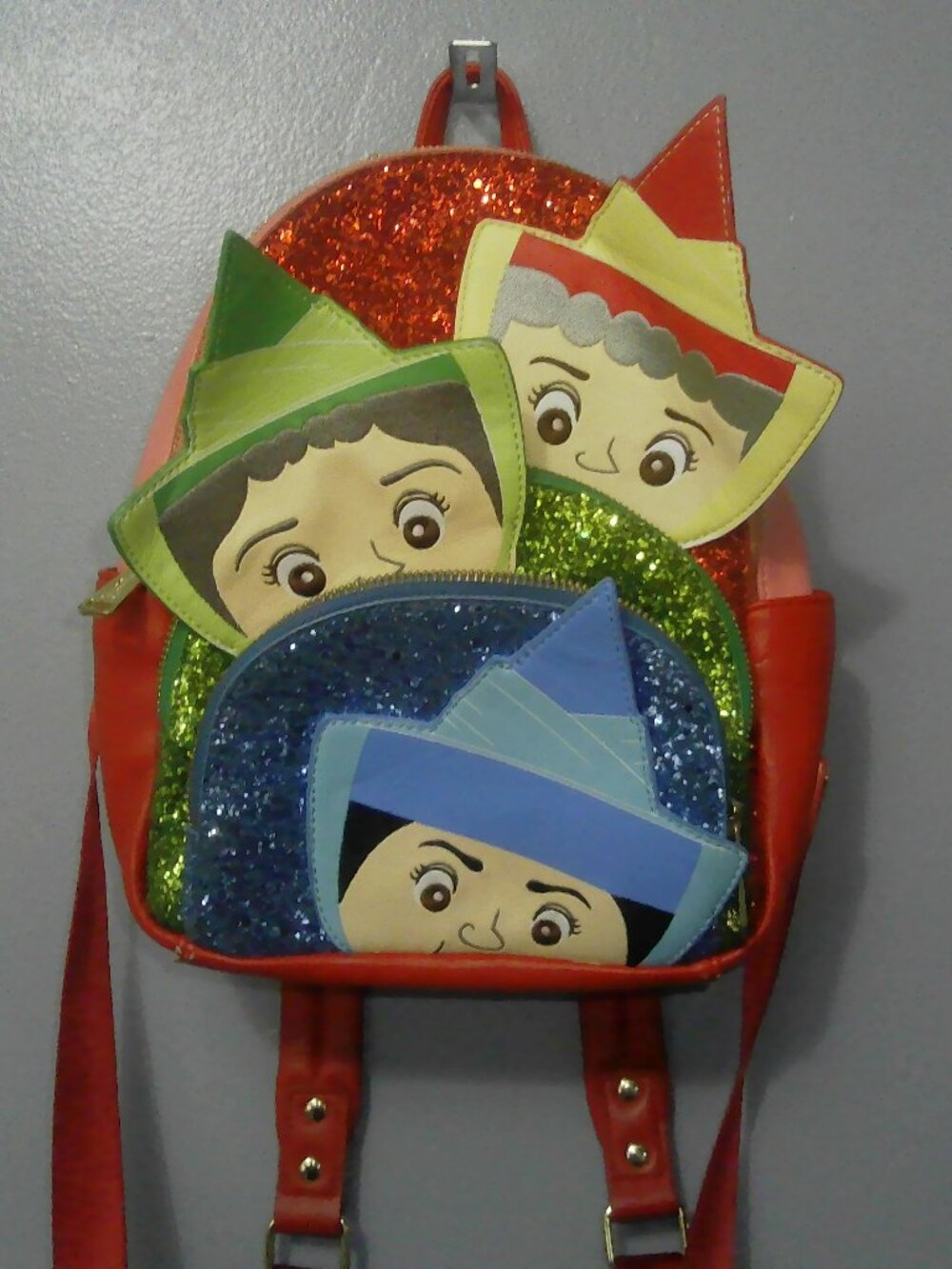 Rare! Disney Loungefly Sleeping Beauty Fairy Godmothers Cosplay Sequin Backpack